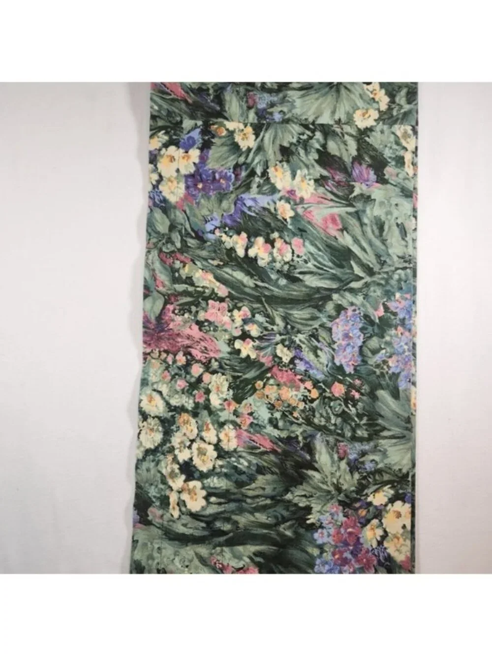 Vintage‎ Floral Window Valance Painterly Garden Botanical Print Green Pink 86x15